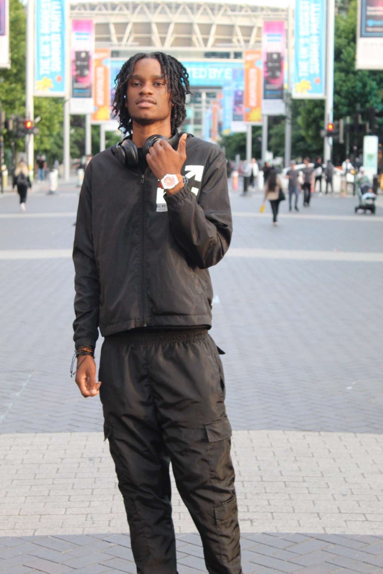 GNG black reflective tracksuit set