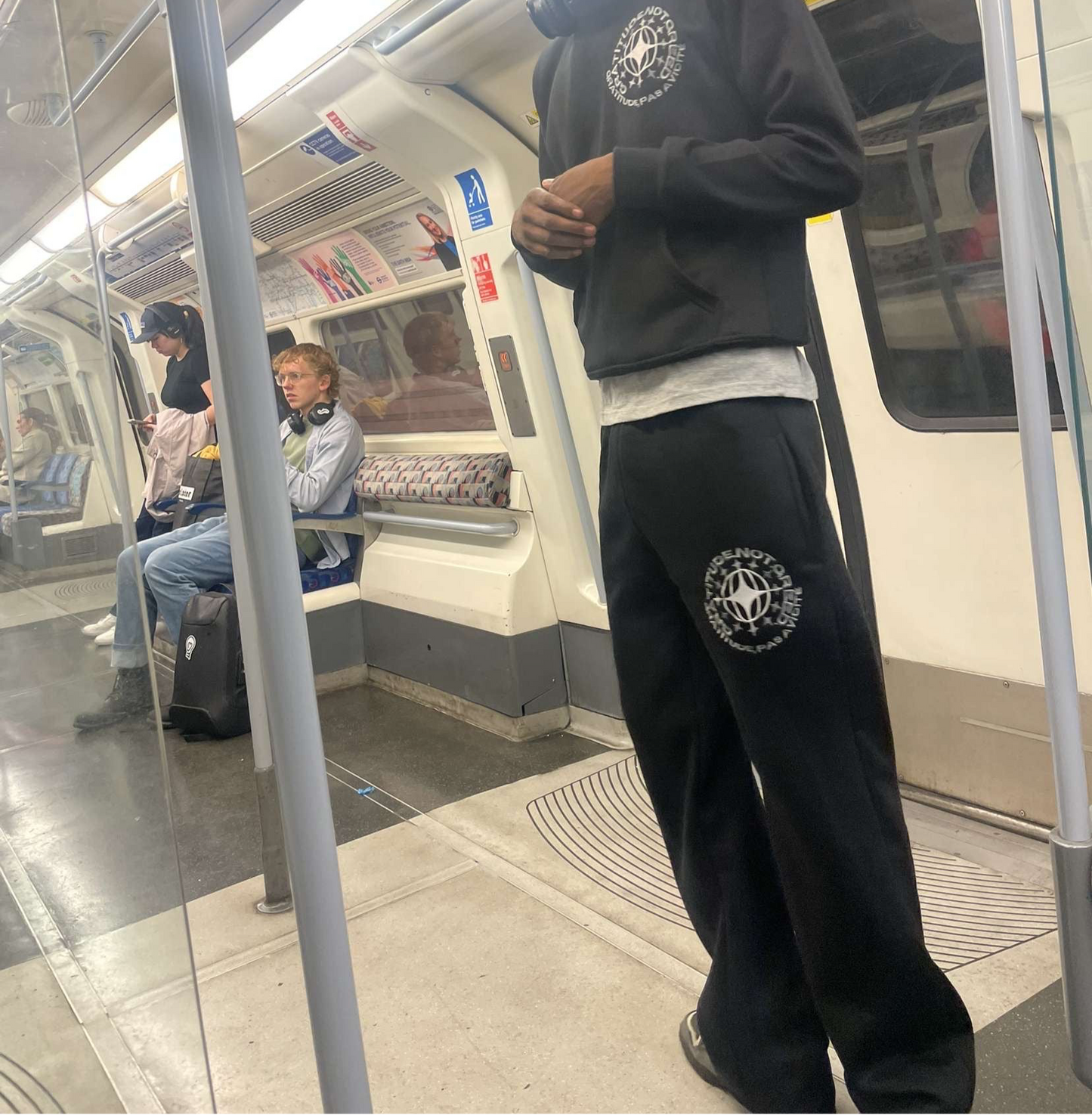 GNG black flared tracksuit bottoms